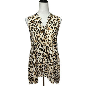 Chicos Tank Top Womens Medium 1 Animal Print Sleeveless Asymmetrical Tunic
